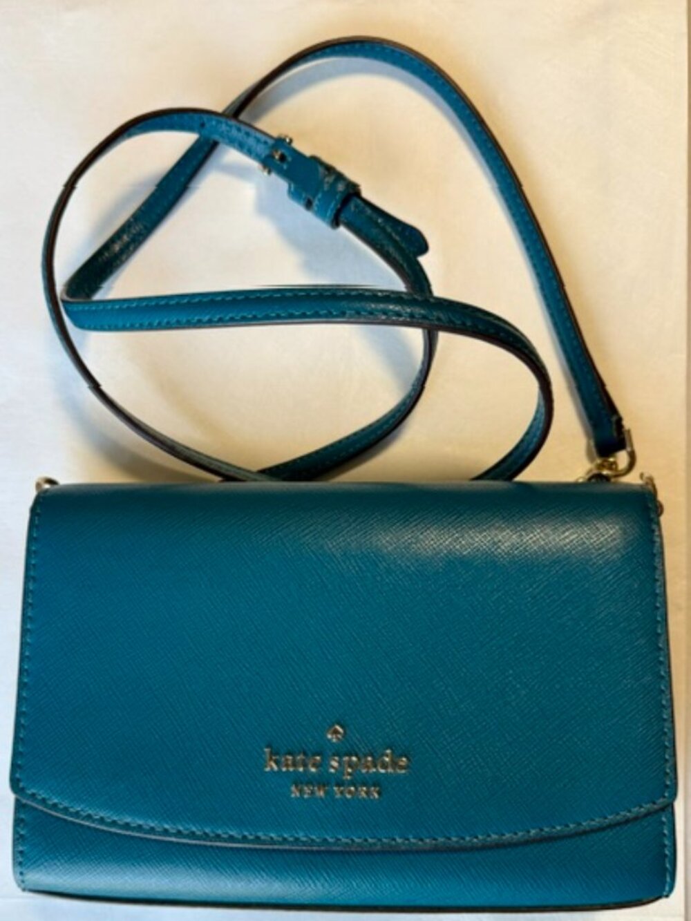 Kate Spade New York Blue Saffiano Leather Crossbody Wallet Purse